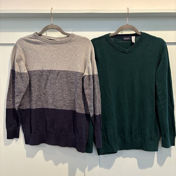 The Children's Place Other - Lot Of 2 Children’s Place Sweaters Boys XXL 16‎ Grey Green Long Sleeve